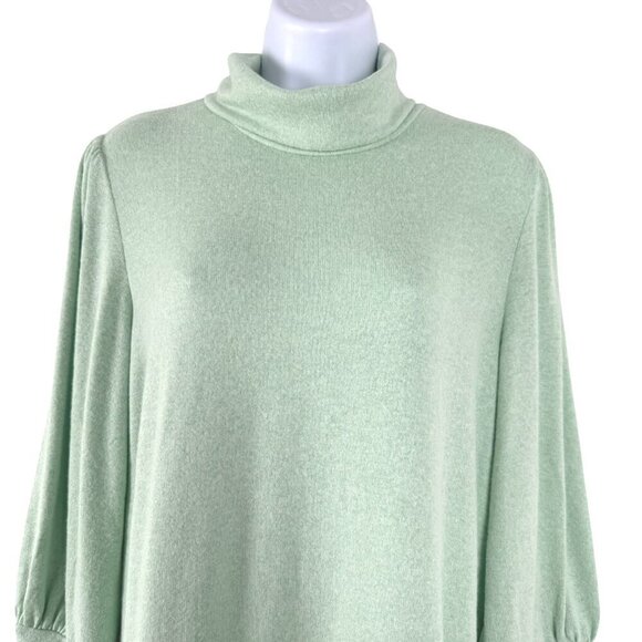 By Anthropologie Turtleneck Top Large Mint Green Puff Sleeve NWT TP-2902‎ - Picture 3 of 12